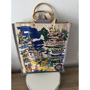 PGA TOUR Canvas Tote/Bag w/Bamboo handles and shoulder straps good condition